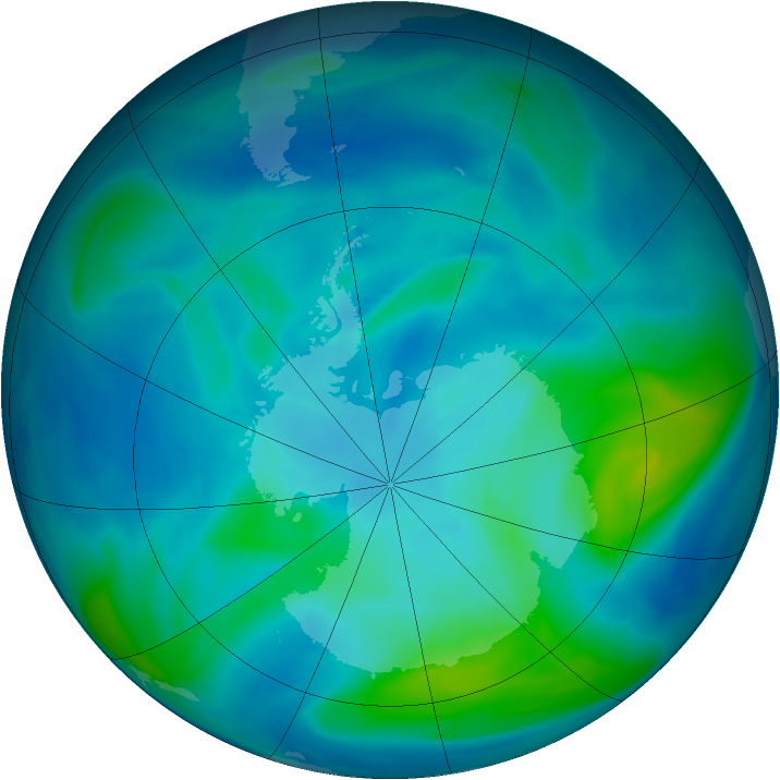 Antarctic ozone map for 03 March 2006
